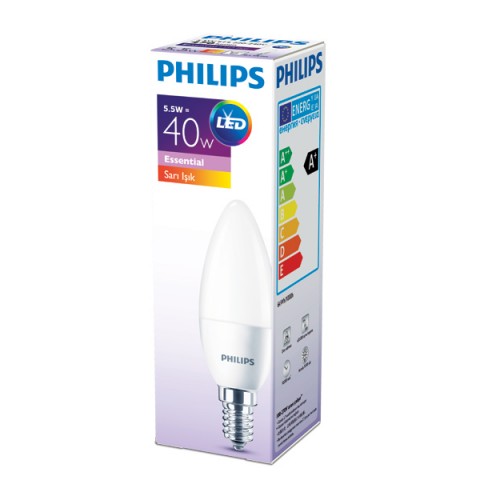 Philips ESS LEDCandle 40W B35 İnce Duy Sarı Işık 3lü Ekopaket