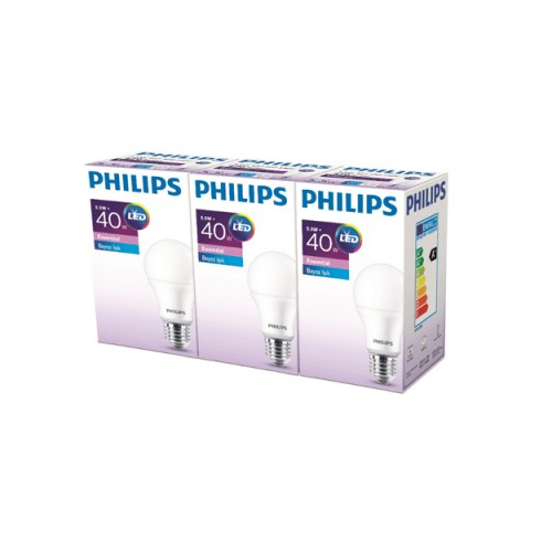 Philips ESS LED 5.5-40W Beyaz Işık Normal Duy 3lü Ekopaket