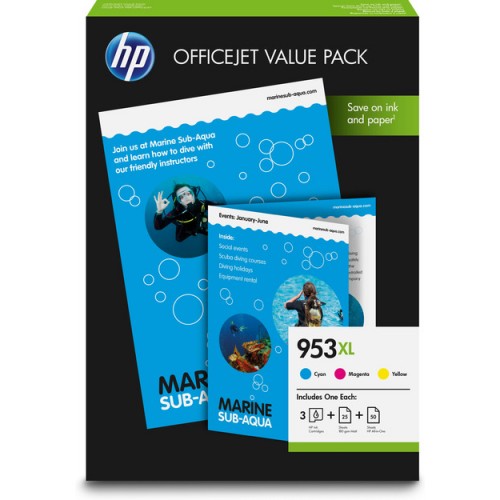 HP 1CC21AE CMY Mürekkep Kartuş (953XL) + Office Value Pack A4 75 sayfa