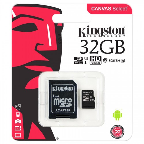 32GB MICRO SDHC CLASS10 SDCS/32GB CANVAS KINGSTON