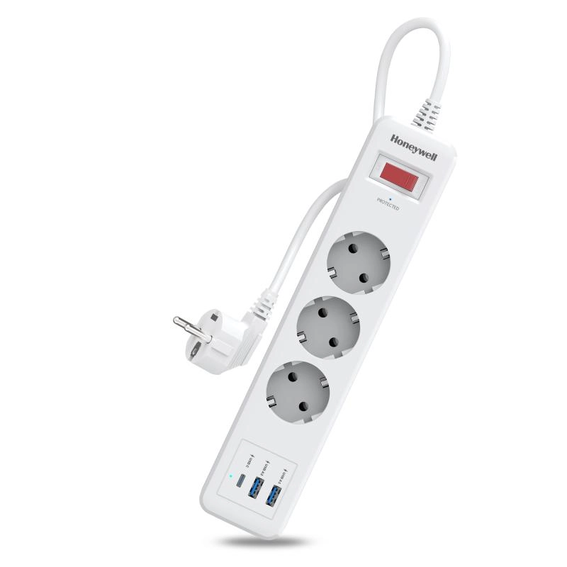 Honeywell%203’lü%20Akım%20Koruyucu%20Priz%20%202x%20USB-A%20+%201x%20USB-C%2020W%20PD%20-%20Beyaz
