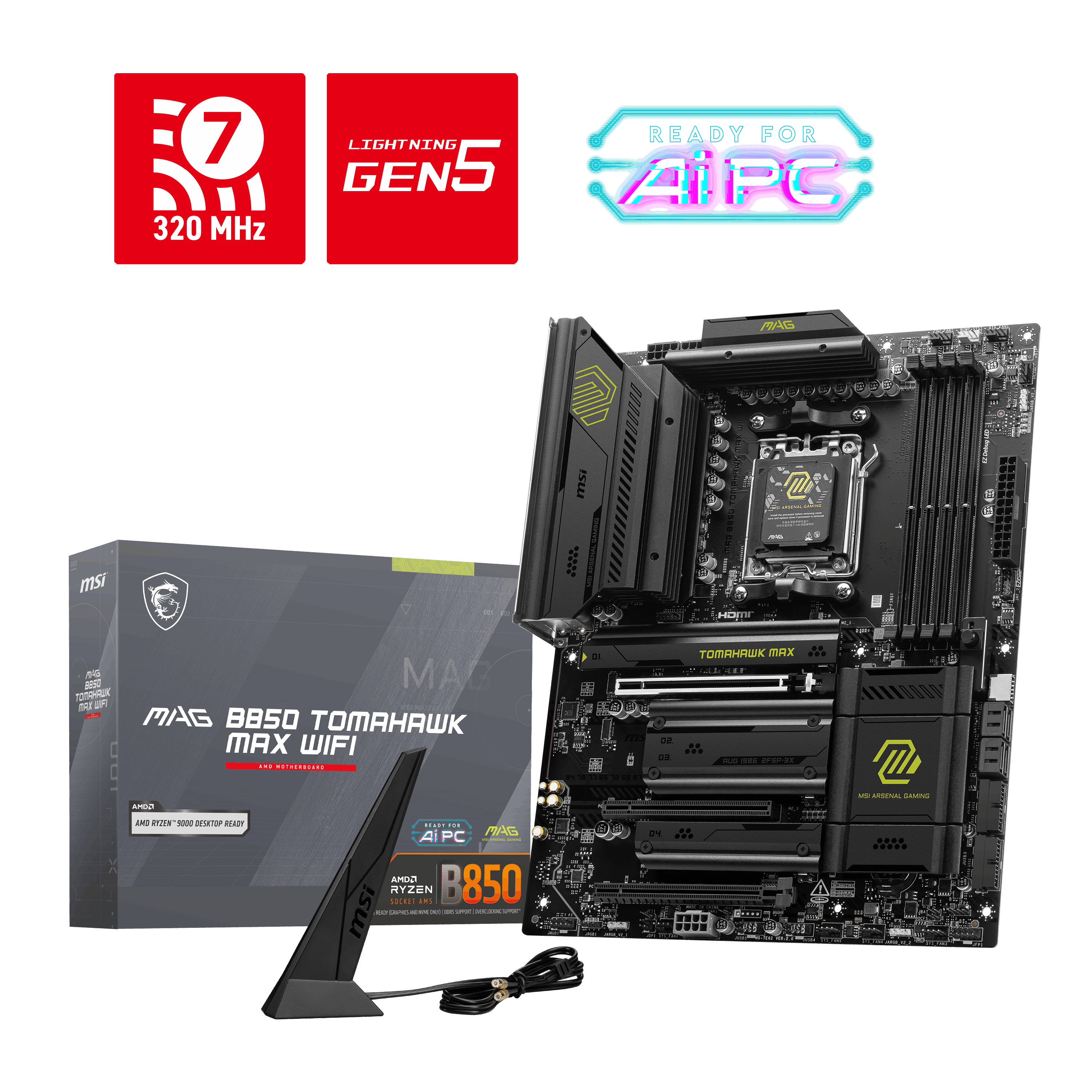 MSI%20MAG%20B850%20TOMAHAWK%20MAX%20WIFI%20AM5%20DDR5%208400MHZ(OC)%20HDMI%204x%20M.2%20USB%2010Gbs%205G%20LAN%20WI-FI%207%20ATX