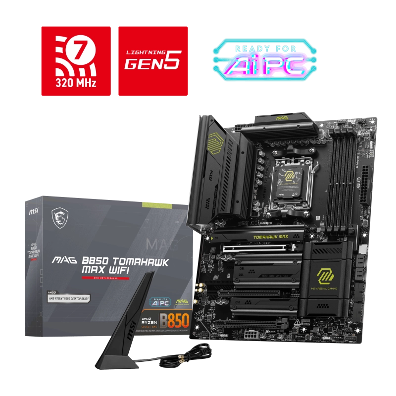 MSI%20MAG%20B850%20TOMAHAWK%20MAX%20WIFI%20AM5%20DDR5%208400MHZ(OC)%20HDMI%204x%20M.2%20USB%2010Gbs%205G%20LAN%20WI-FI%207%20ATX