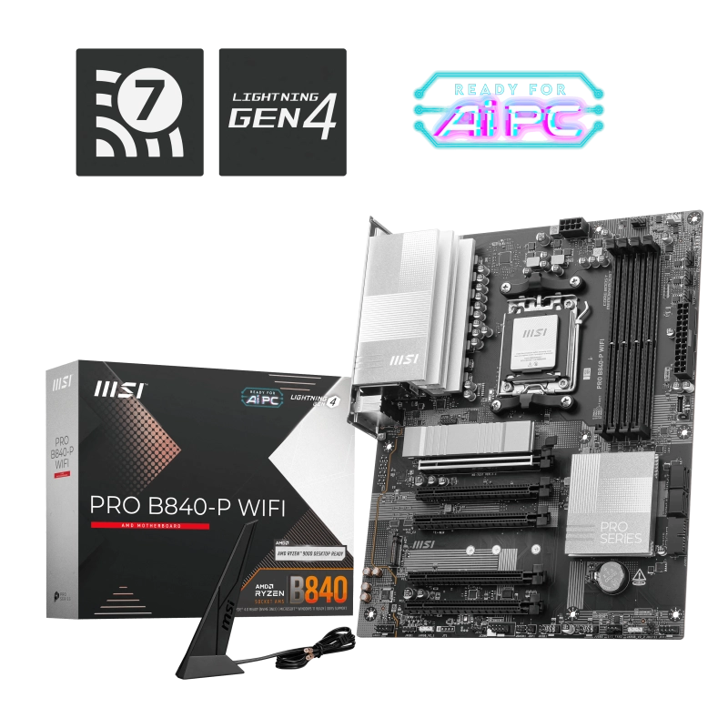 MSI%20MB%20PRO%20B840-P%20WIFI%20AM5%20DDR5%208000MHZ(OC)%20HDMI%202x%20M.2%20USB%2010Gbs%202.5G%20LAN%20WI-FI%207%20ATX