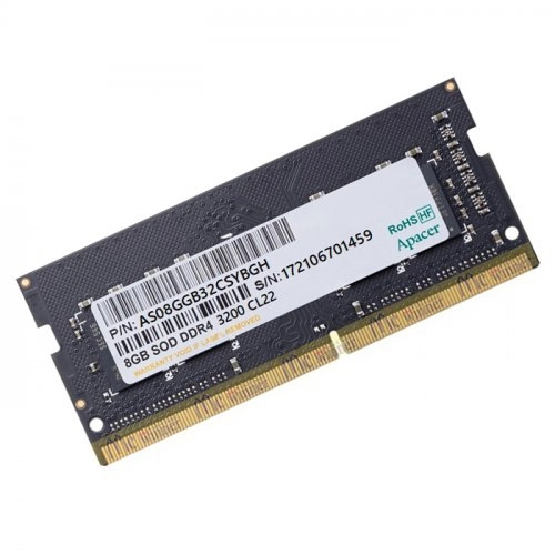 Apacer%208GB%201x8GB%203200Mhz%20CL22%20DDR4%20Notebook%20SODIMM%20Ram%20(ES.08G21.GSH)