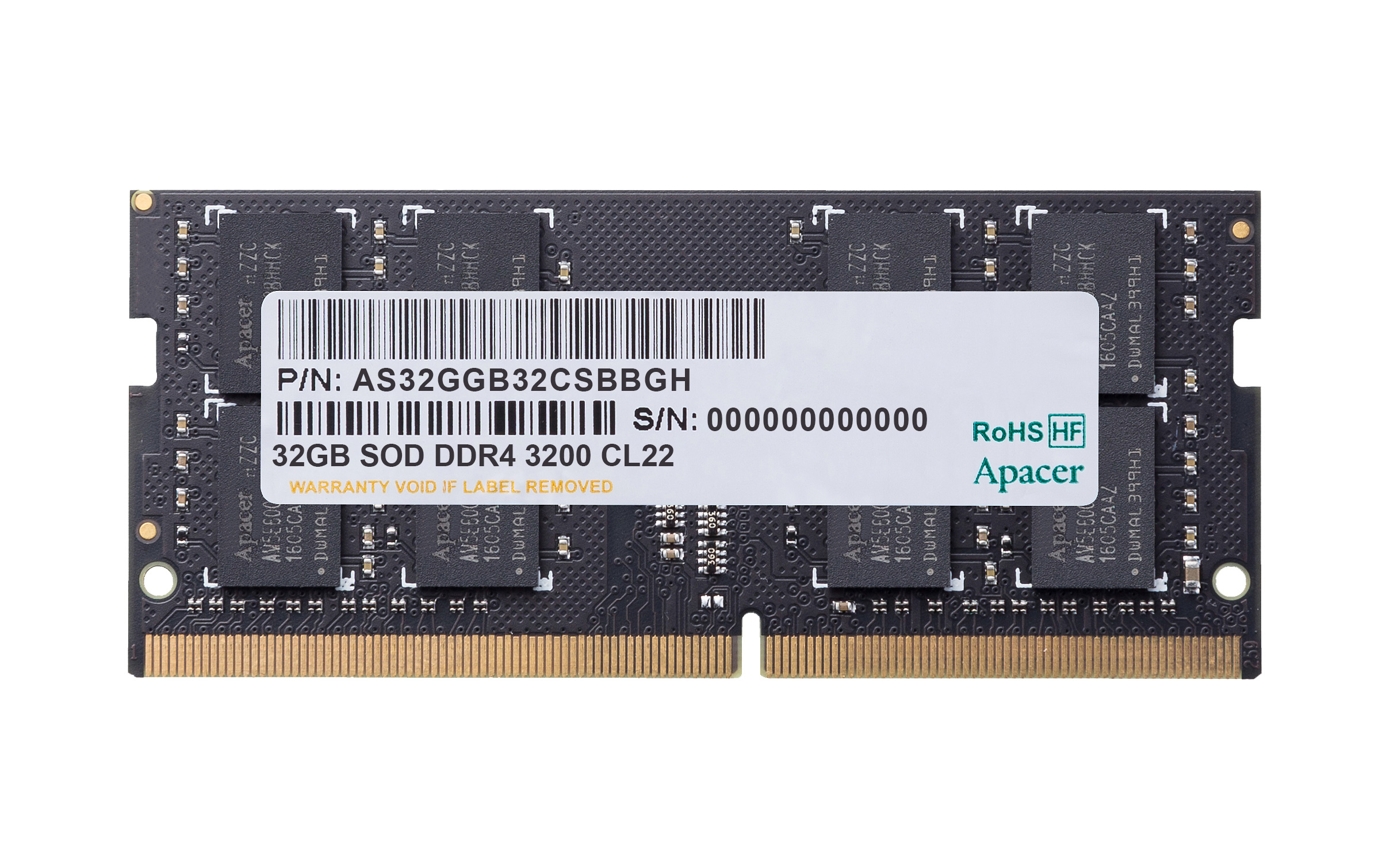 Apacer%2032GB%201x32GB%203200MHz%20CL22%20DDR4%20Notebook%20SODIMM%20RAM%20(ES.32G21.PSI)
