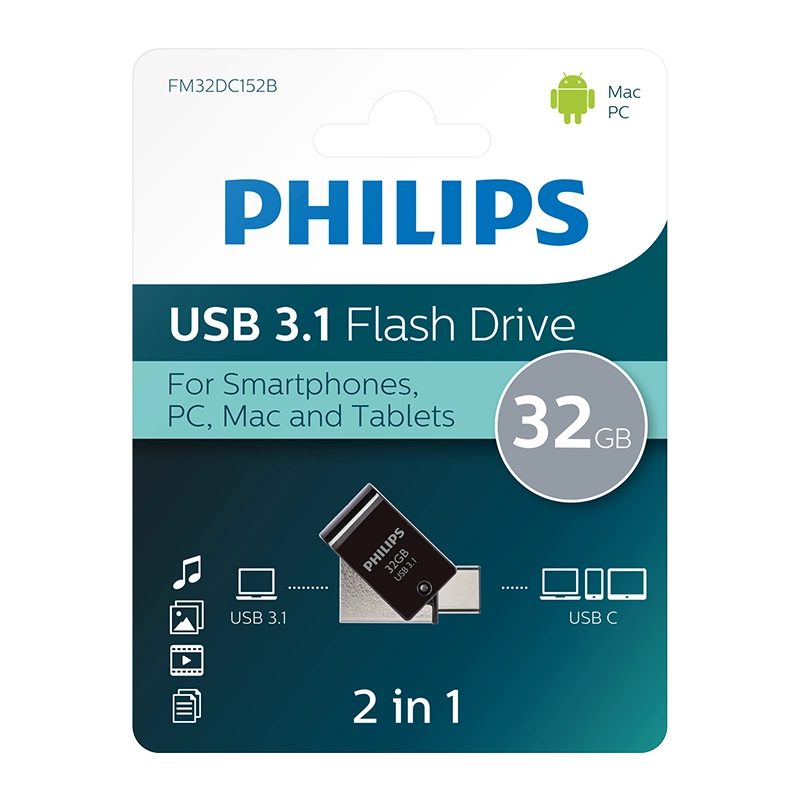 PHILIPS%2032GB%20USB3.1%20TYPE-C%20100/150%20MB/S%20FM32DC152B
