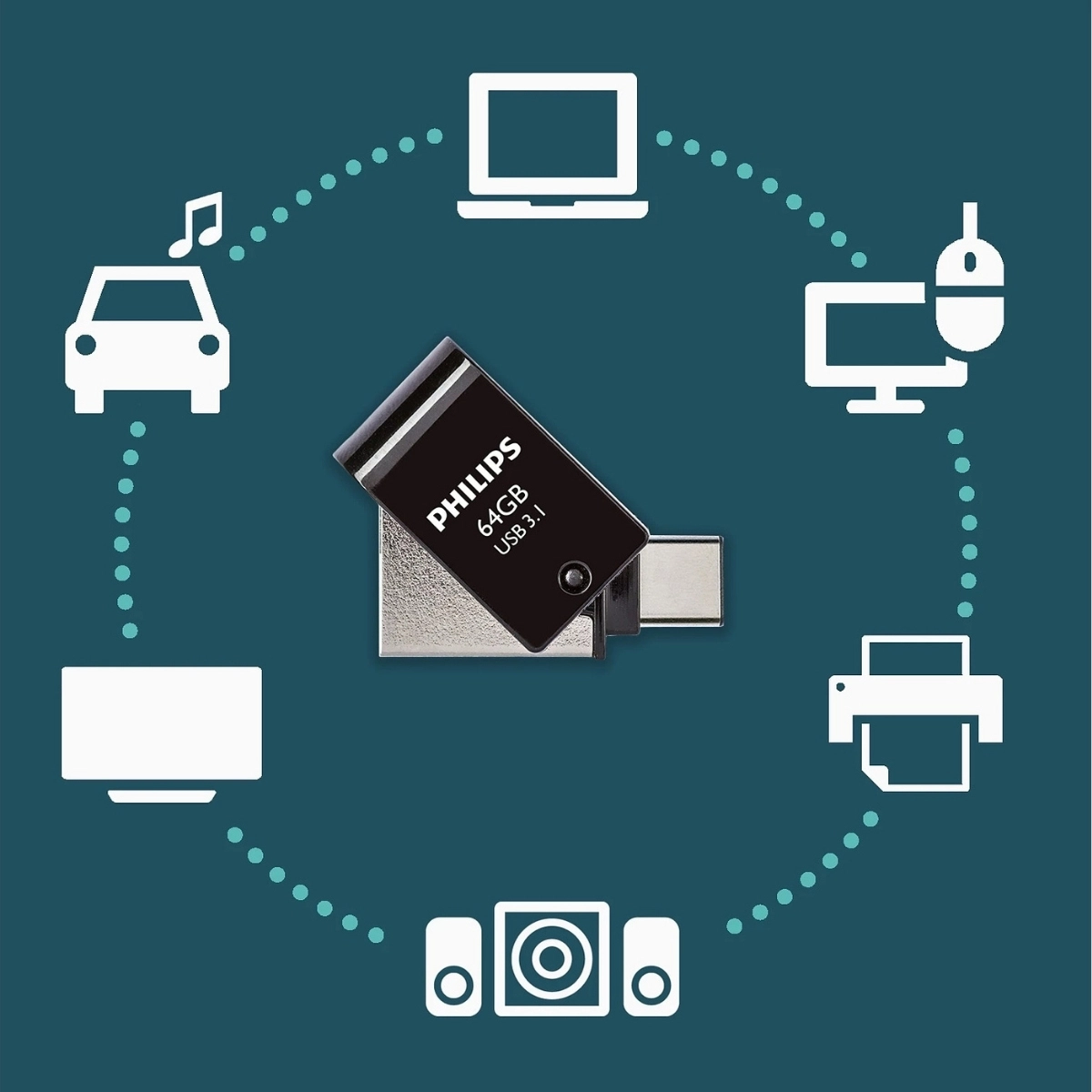 PHILIPS%2064GB%20USB3.1%20TYPE-C%20100/150%20MB/S%20FM64DC152B