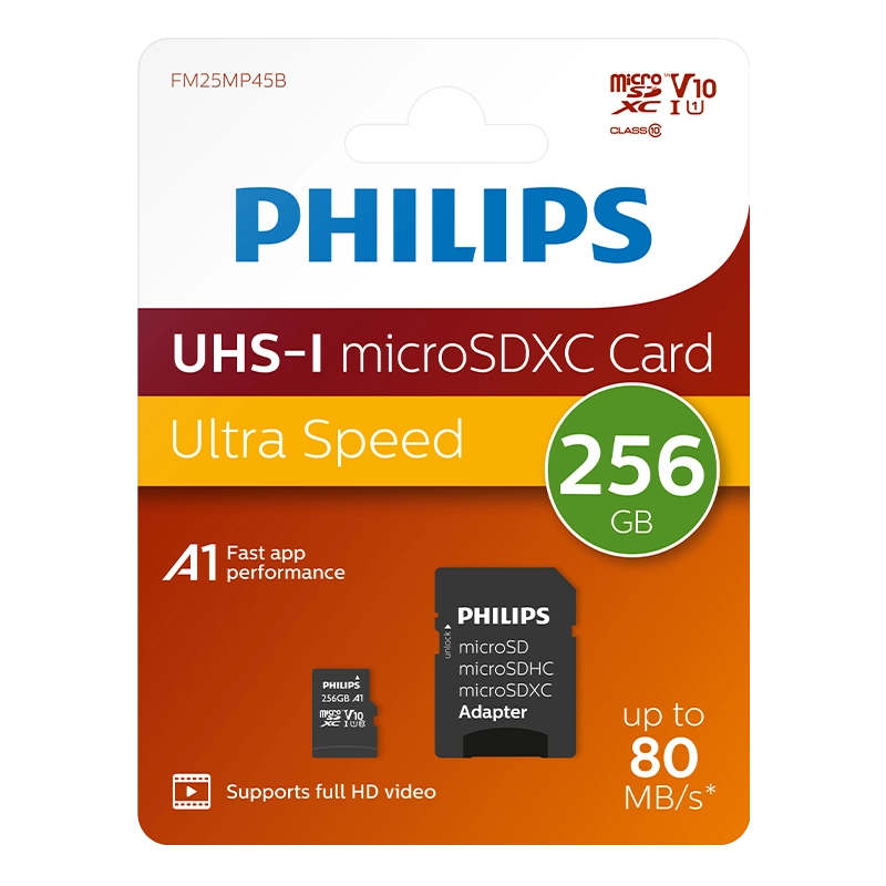 PHILIPS%20256GB%20MICRO%20SDXC%2080%20MB/S%20C10%20FM25MP45B/00