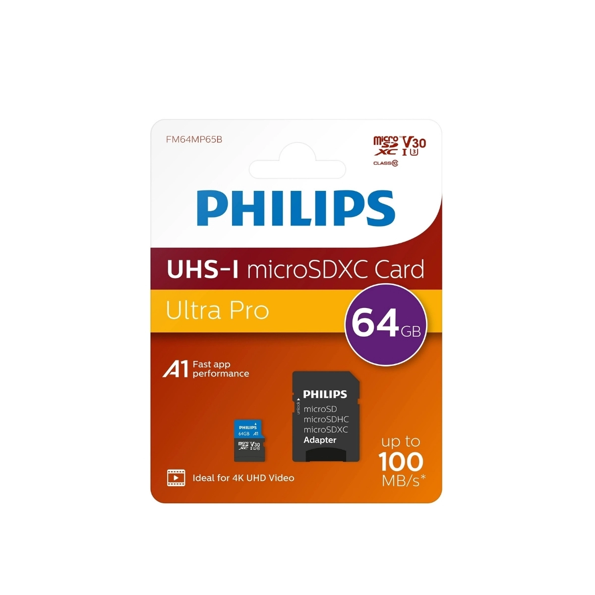 PHILIPS%2064GB%20MICRO%20SDXC%20100%20MB/S%20C10%20FM64MP65B/00