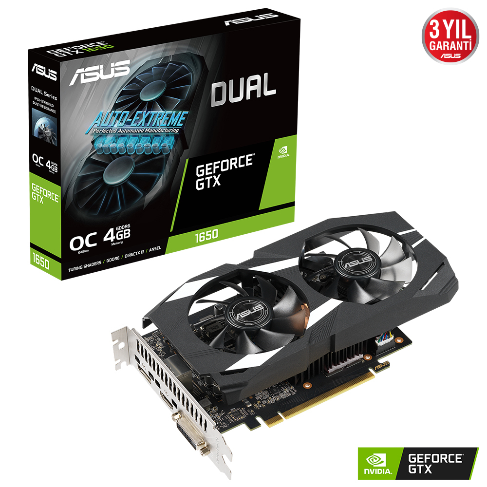 ASUS%20DUAL-GTX1650-O4GD6-P-V2%204GB%20GDDR6%20HDMI%20128BİT