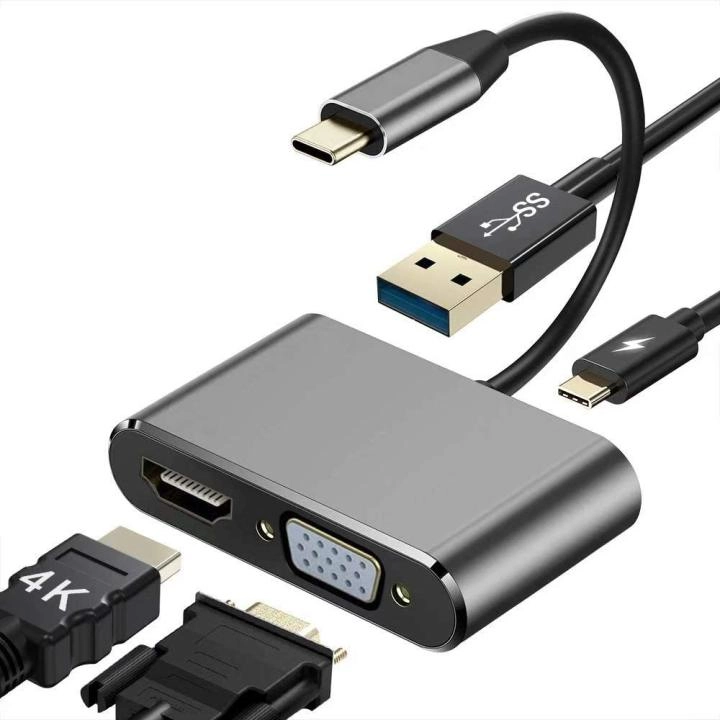 USB-C%20Hub%204’ü%201%20Arada%20|%204K%20HDTV,%20VGA,%20USB%203.0,%2087W%20PD%20Şarj