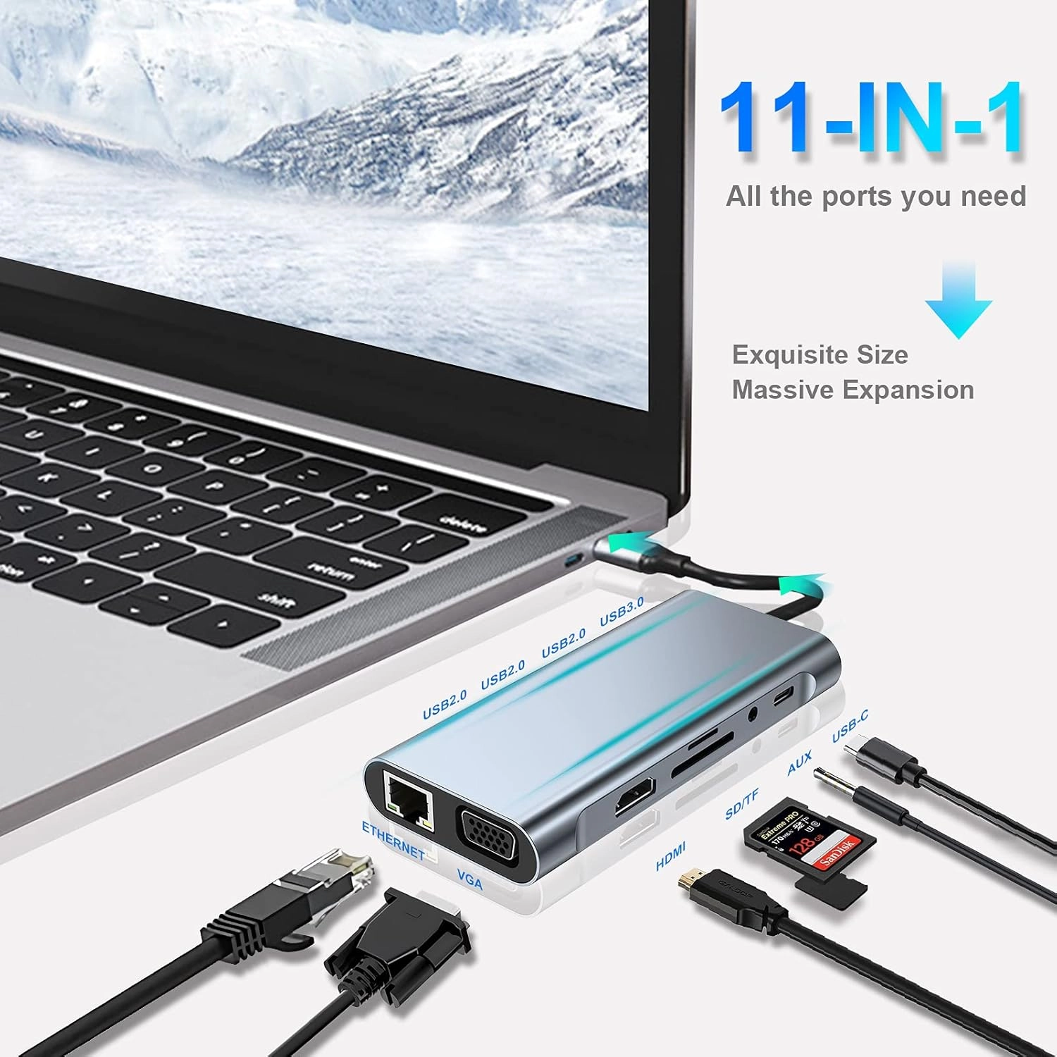 ESD%20Guards%2011-in-1%20Type-C%20Hub%20–%204K%20HDMI,%20VGA,%20USB%203.0,%20SD/TF,%20PD%20100W%20Şarj%20Destekli%20Dock