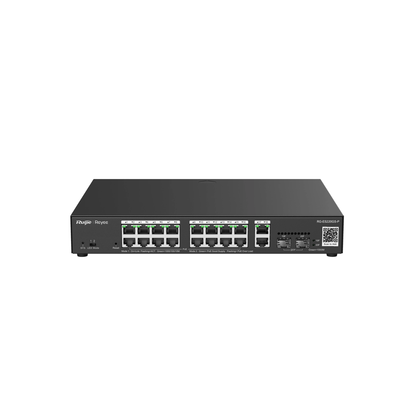 RUİJİE-REYEE%20RG-ES220GS-P%2016XGE-2XGE/SFP-2XGE%20UPLİNK%20250W%20POE%20SWİTCH