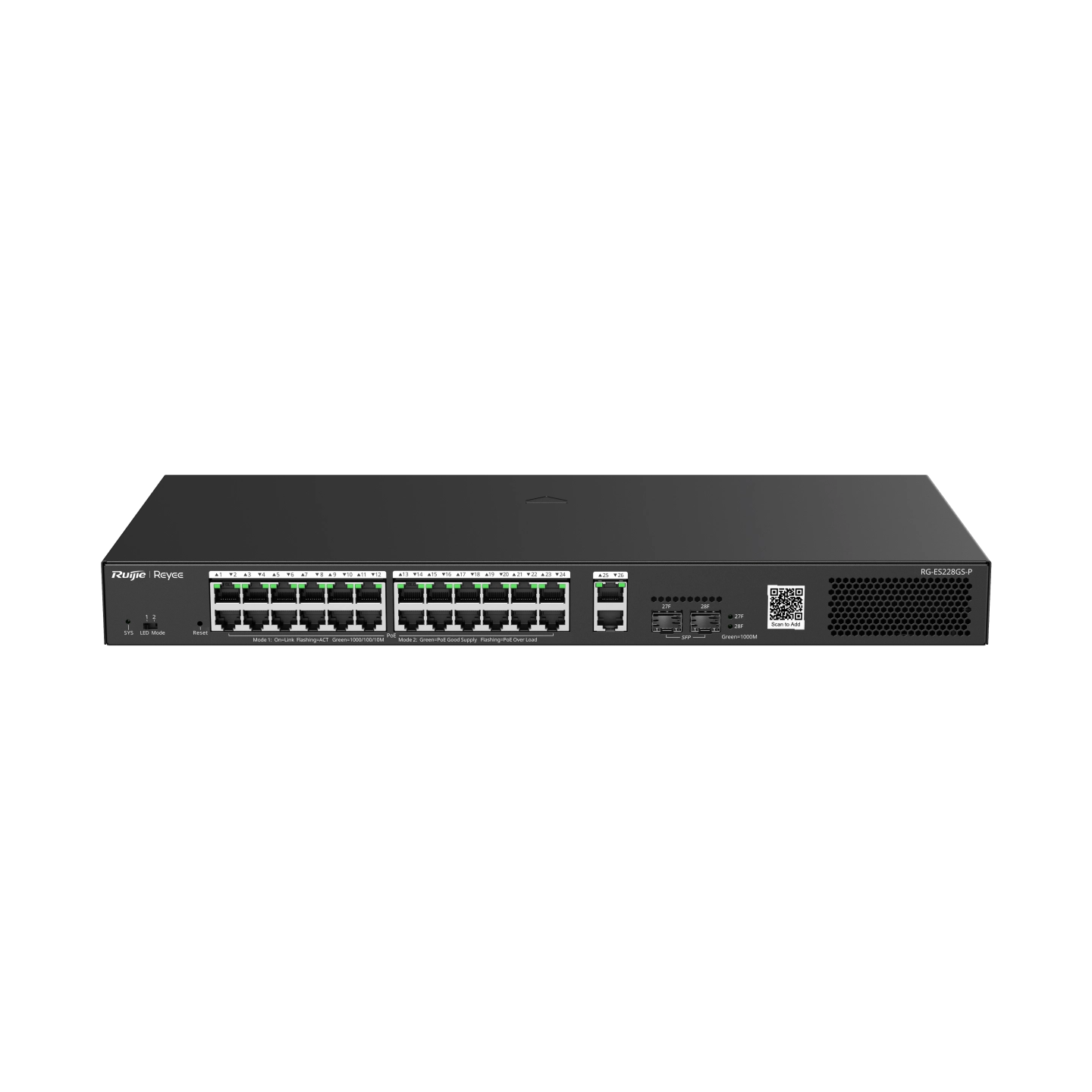 RUİJİE-REYEE%20RG-ES228GS-P%2024XGE-2XGE/SFP%20370W%20POE%20SWİTCH
