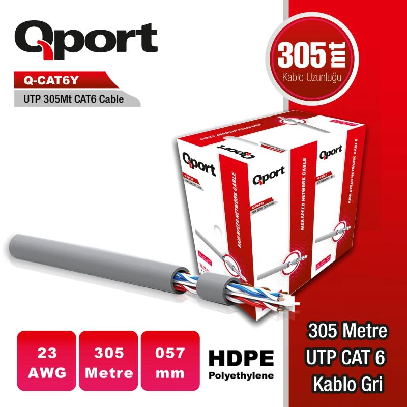 QPORT%20Q-CAT6Y%20305%20METRE%2023AWG%20GRI%20CAT6%20UTP%20PE%20KABLO