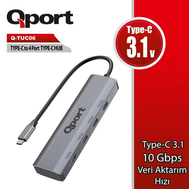 QPORT%20Q-TUC06%20TYPE-C%20TO%204%20PORT%20TYPE-C%20COKLAYICI