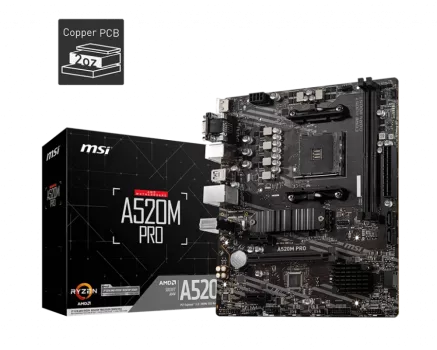 MSI A520M PRO DDR4 4600/1866Mhz M.2 MATX AM4
