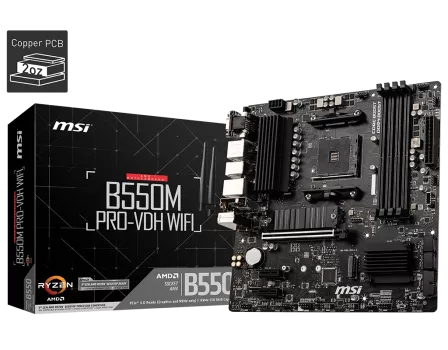 MSI B550M PRO-VDH WIFI DDR4 4400(OC) HDMI MATX AM4