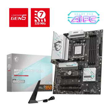 MSI B850 GAMING PLUS WIFI AM5 DDR5 8200MHZ(OC) DP 3x M.2 USB 10Gbs 5G LAN WI-FI 7 ATX