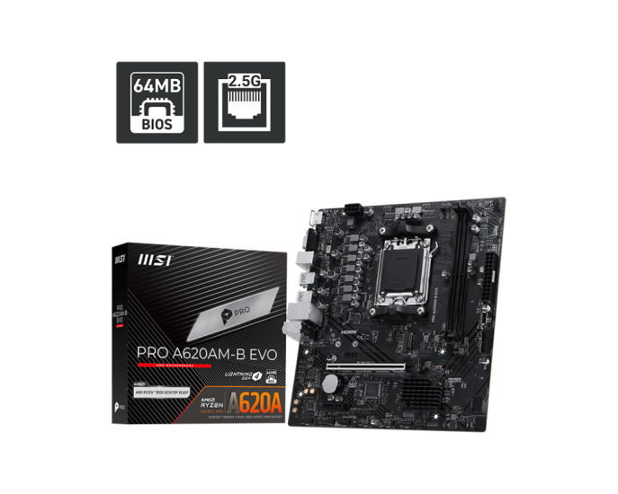 MSI PRO A620AM-B EVO AM5 DDR5 6800(OC) ANAKART