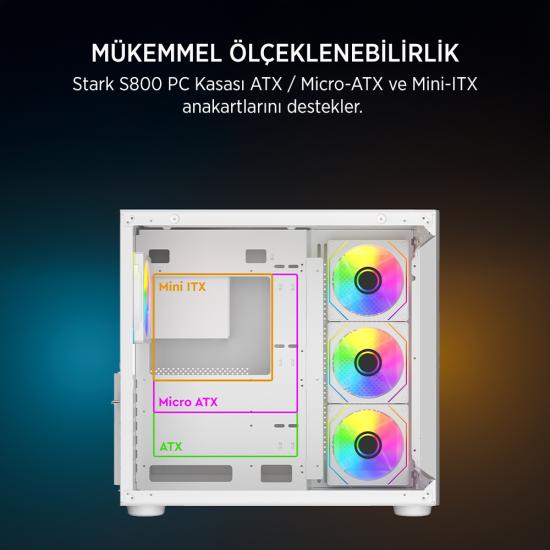 JAMES DONKEY STARK S800 4X ARGB BEYAZ GAMING KASA