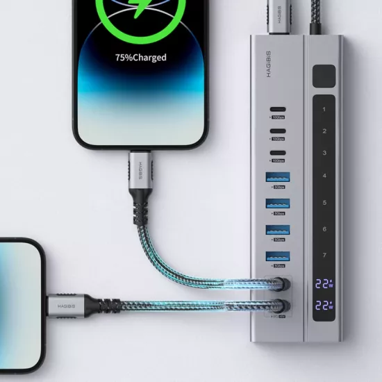 Hagibis BH221D 9-in-1 USB-C Hub LED Ekranlı Çok Fonksiyonlu Docking Station