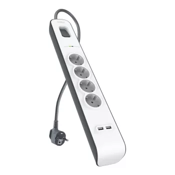 Belkin BS401 Surgemaster 4x Akım Koruyucu 2m Uzatma Kablolu Priz - Beyaz (2x2.A USB Girişli)