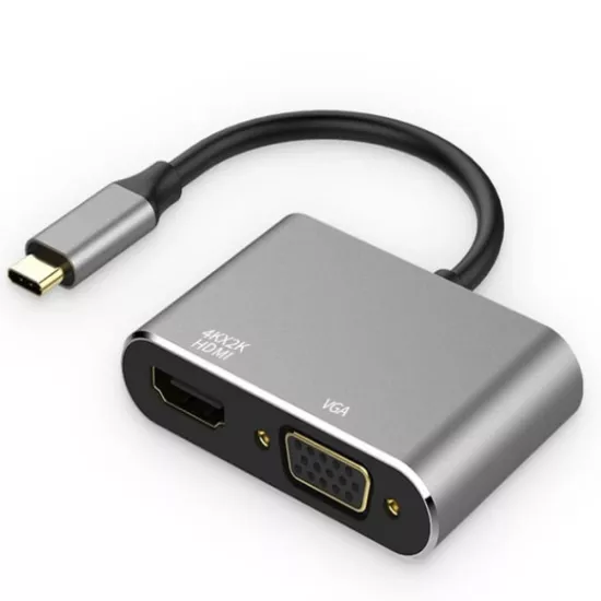 USB-C Hub 4’ü 1 Arada | 4K HDTV, VGA, USB 3.0, 87W PD Şarj