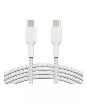 Belkin CAB004 BoostCharge 60W Örgülü USB-C’den USB-C’ye Kablo 1m 2’li Paket - Beyaz