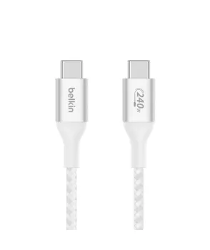 Belkin CAB015 BoostCharge Örgülü USB-C’ den USB-C’ye 240W 2m Kablo - Beyaz
