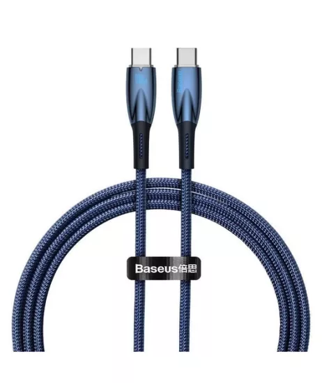 Baseus Glimmer Series 100W 1mt PD Type-C Şarj Kablosu - Mavi