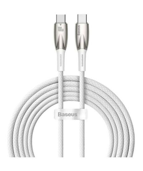 Baseus Glimmer Serisi Type-C’ den Type-C’ ye 100W  2m Kablo-Beyaz
