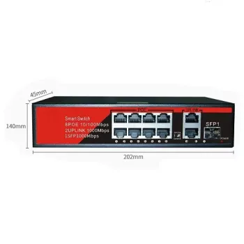 EZCOOL EZ-08PSF-SFP 8 PORT 8FE+2GE+1SFP 120W GİGABİT POE SWİTCH