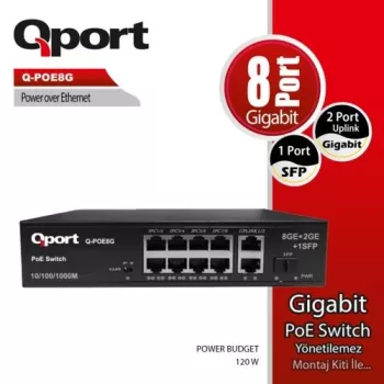 QPORT Q-POE8G 8 PORT GIGABIT + 2 PORT GIGABIT UPLI