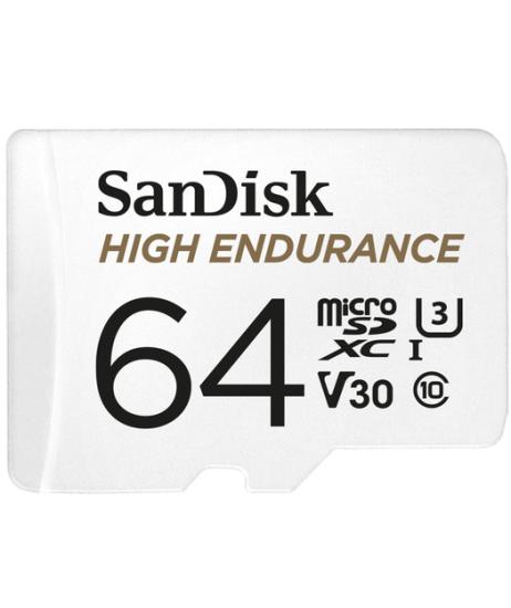 SanDisk High Endurance microSDXC 64GB + SD Adapter - for dash cams & home monitoring