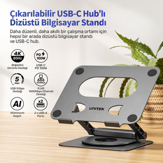 UNITEK 360° METAL 15.6” NOTEBOOK STAND (D1109CGY01)