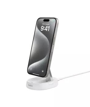 Belkin WIA008 BoostCharge Pro Katlanabilir Manyetik Qi2 15W Şarj Standı - Beyaz
