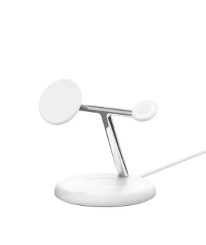 Belkin Qi2 15W 3in1 Magsafe Kablosuz Şarj Standı - Beyaz