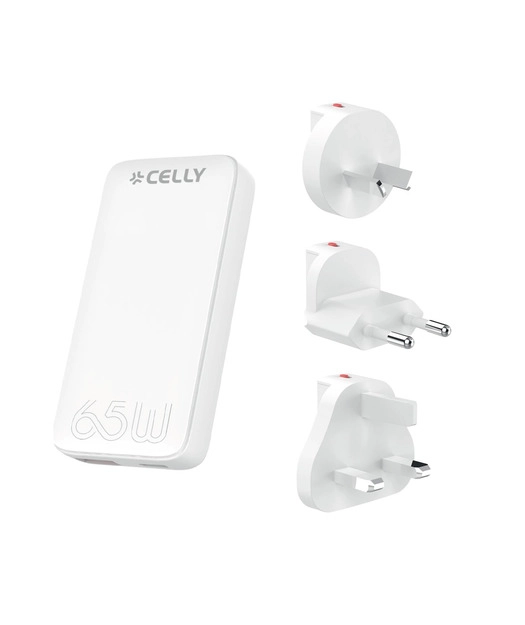 Celly%20Evrensel%20TC%2065W%20EU/UK/AUS/US%20Uyumlu%20Duvar%20Şarjı%20Beyaz