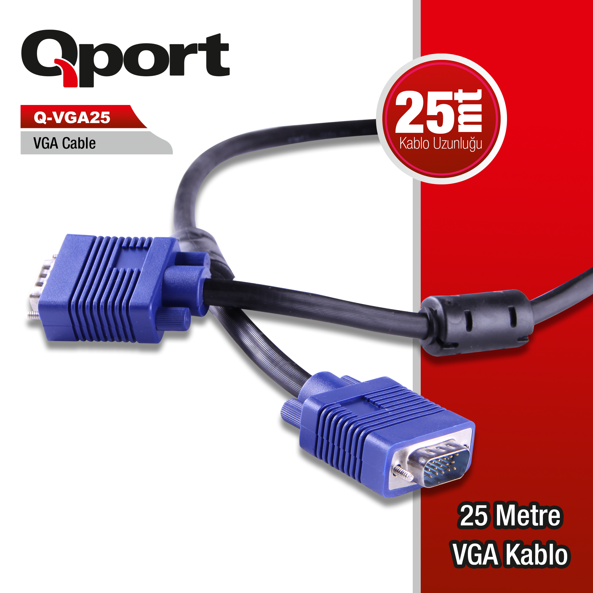 QPORT%20Q-VGA25%2015%20PİN%20VGA%20KABLO%2025%20MT