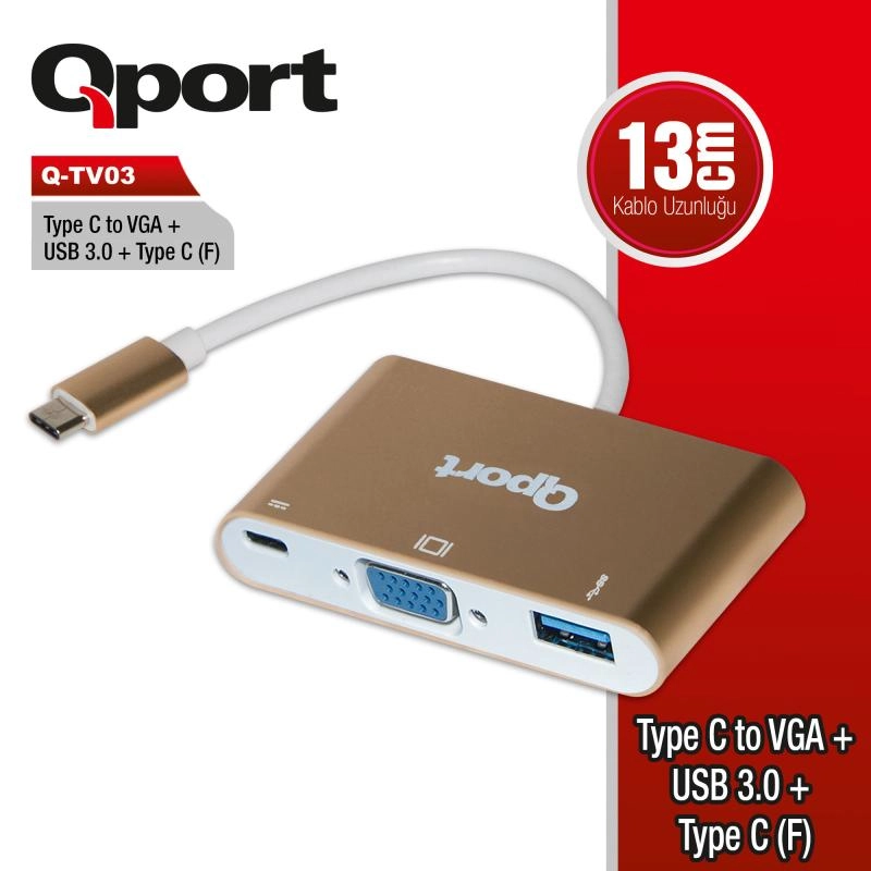 QPORT%20Q-TV03%20TYPE-C%20TO%20VGA/USB3.0/TYPE-C(F)%20FULLHD%20CEVIRICI