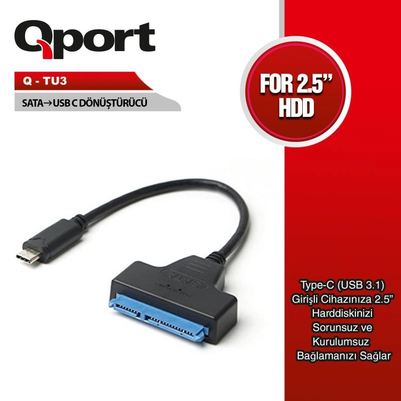 QPORT%20Q-TU3%20USB3.1%20TYPE-C%20TO%20SATA%20CEVIRICI