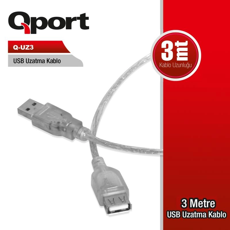 QPORT%20Q-UZ3%203MT%20USB%20UZATMA%20KABLOSU