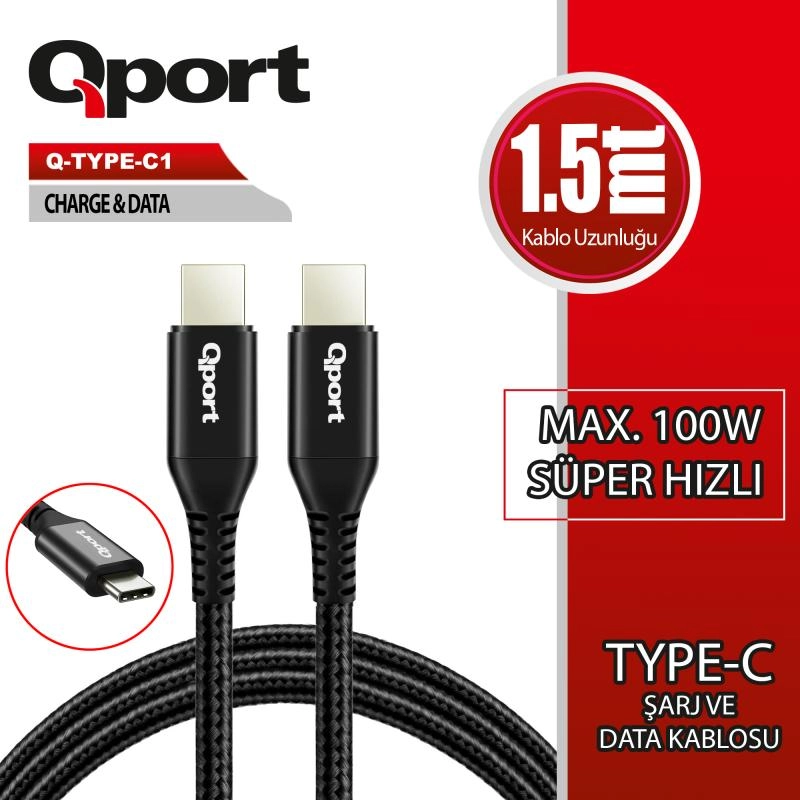 QPORT%20Q-TYPE-C1%201.5M%20TYPE-C%20100W%20SUPER%20HIZLI%20PD%20SARJ%20VE%20DATA%20KABLOSU