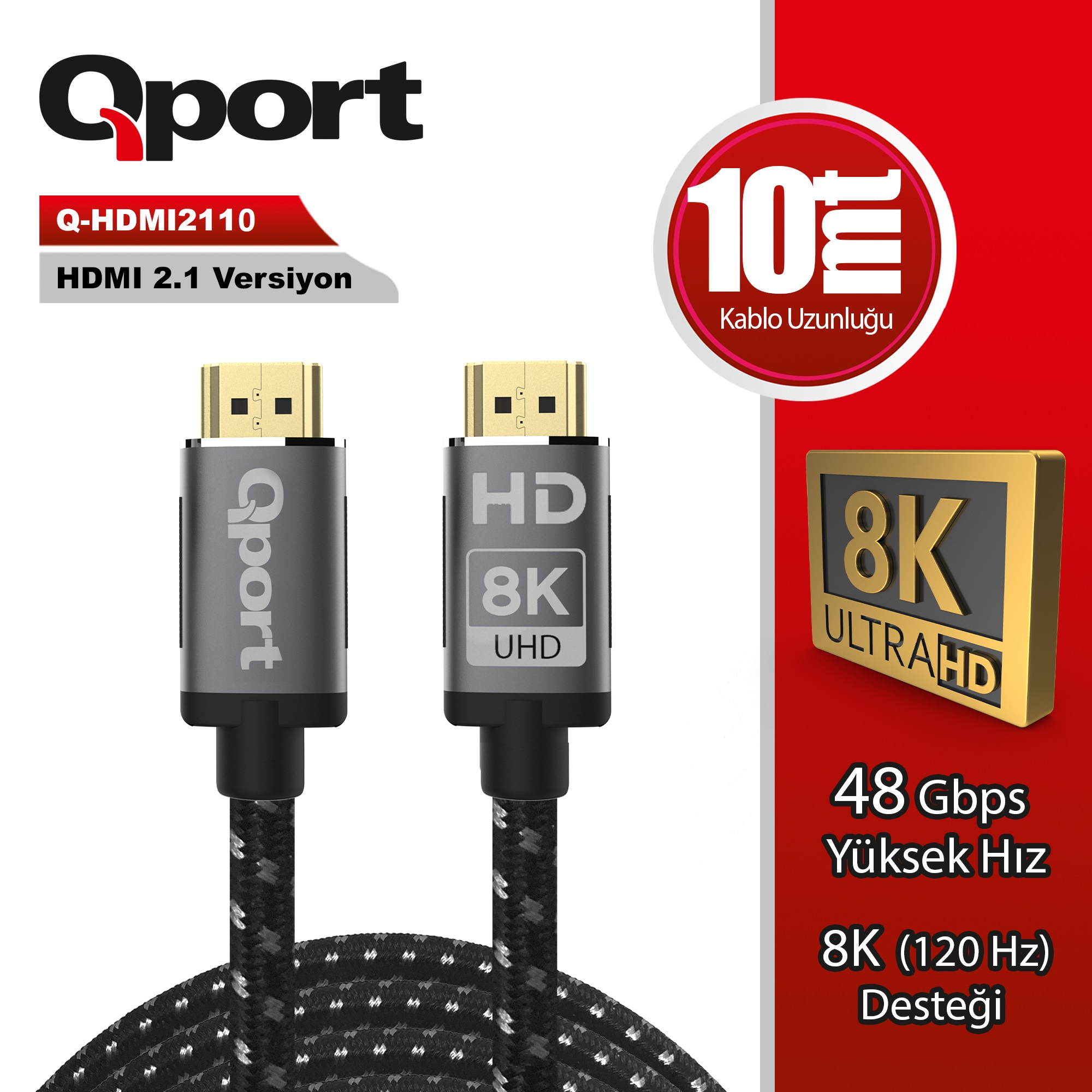 QPORT%20Q-HDMI2110%20ALTIN%20UCLU%2010MT%208K%20HDMI%20KABLO