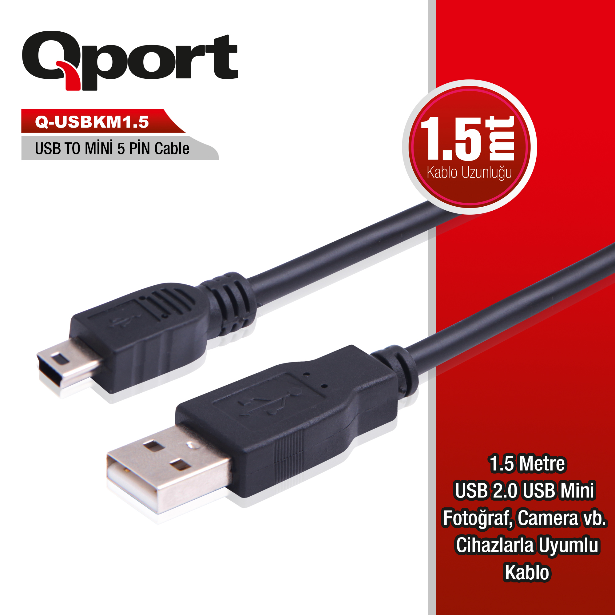 QPORT%20(Q-USBKM1.5)%20USB2.0%20TO%20MINI%20USB%201.5M%20DATA%20KABLO