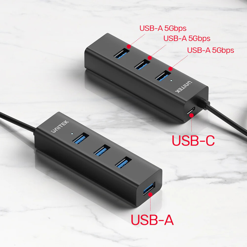 UNITEK%204%20PORT%20USB-A%205GBPS%20HUB%20(Y-3089V01)