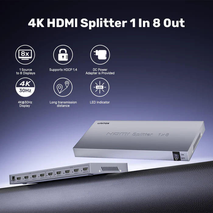 UNITEK%204K%20HDMI%20SPLITTER%201%20IN%208%20OUT%20(V1132A01-EU)
