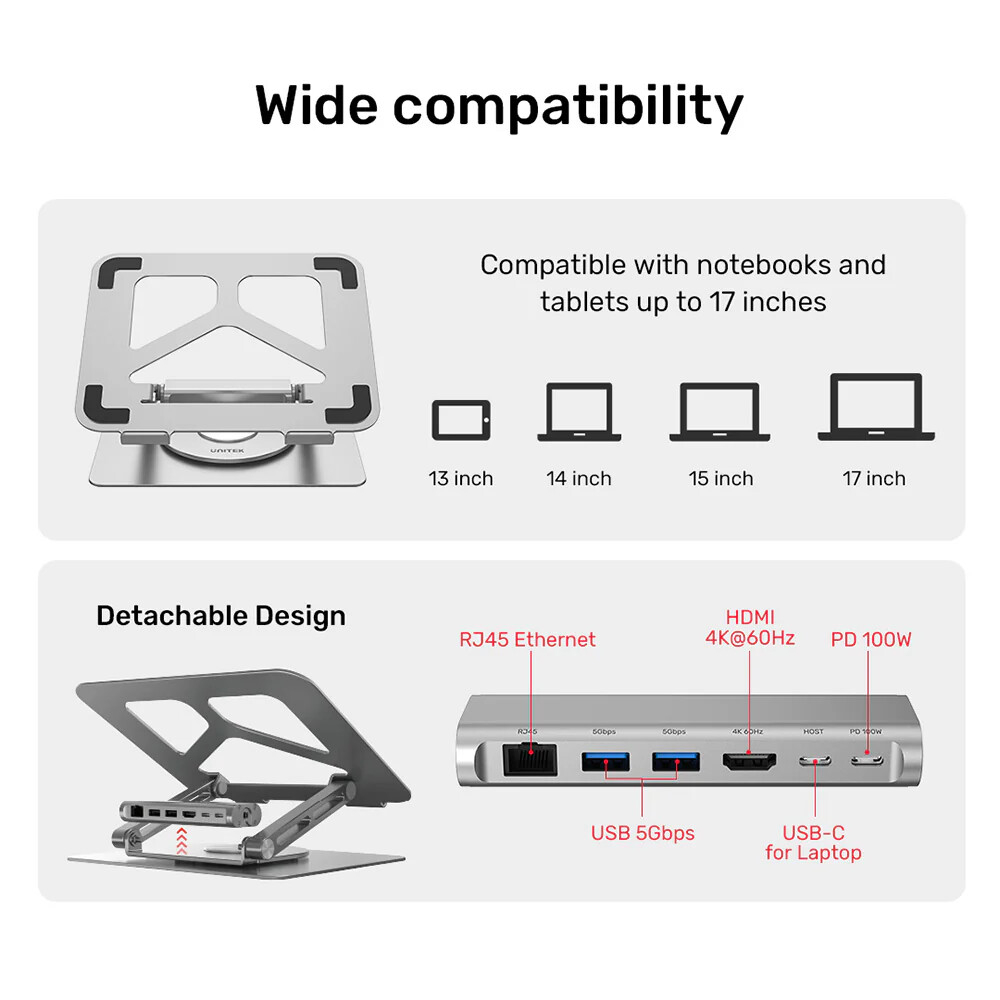 UNITEK%20USB-C%20NOTEBOOK%20STANDI%20VE%20DOCKING%20STATION%20(D1109A)